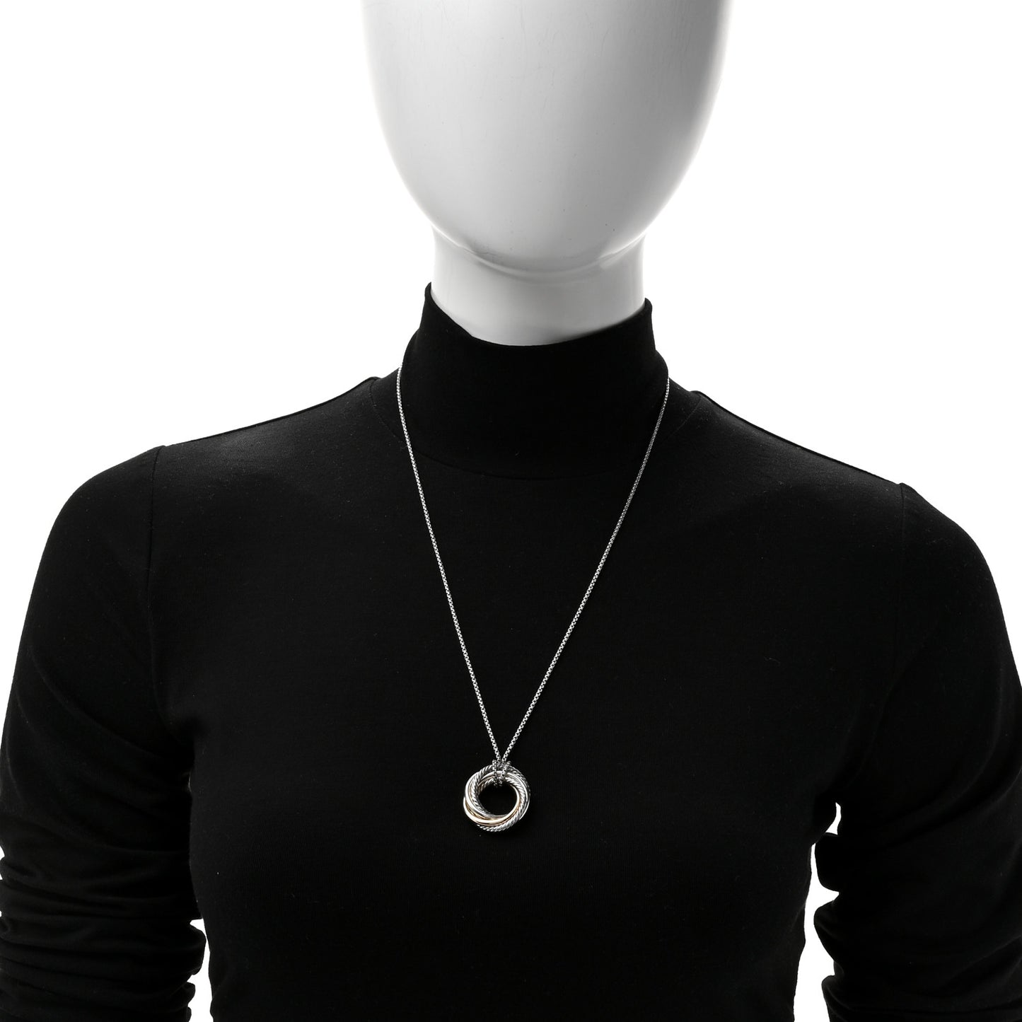 Sterling Silver 14K Yellow Gold 28mm Crossover Pendant Necklace