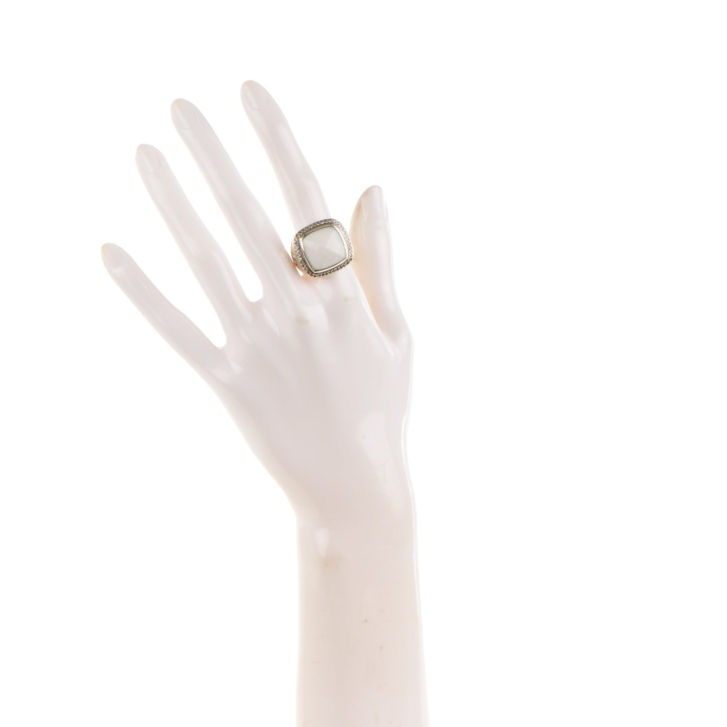 Sterling Silver Diamond White Agate 17mm Albion Statement Ring 54 6.75
