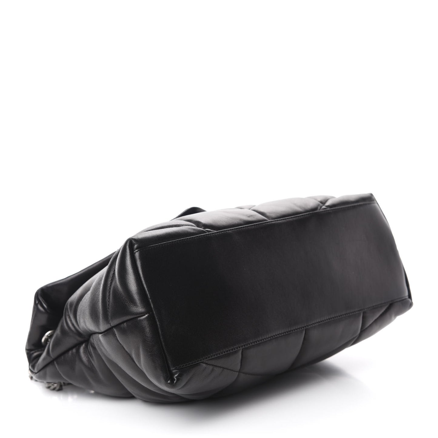 Lambskin Quilted Medium Loulou Puffer Monogram Chain Satchel Black