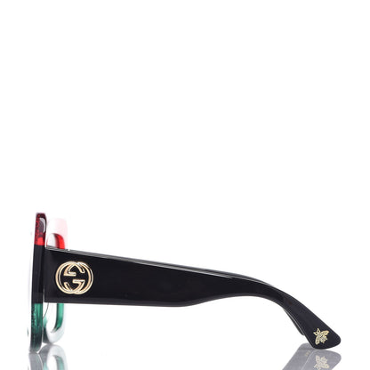 Gucci Square Frame GG0083S Sunglasses Glitter Red Black Green 3 of 7