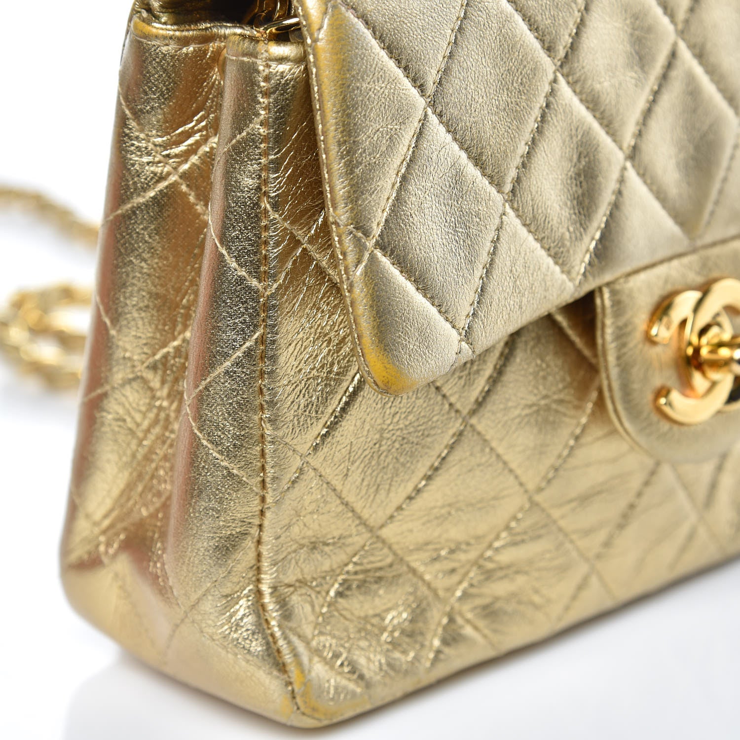 Chanel Metallic Lambskin Quilted Mini Square Flap Gold 11 of 14