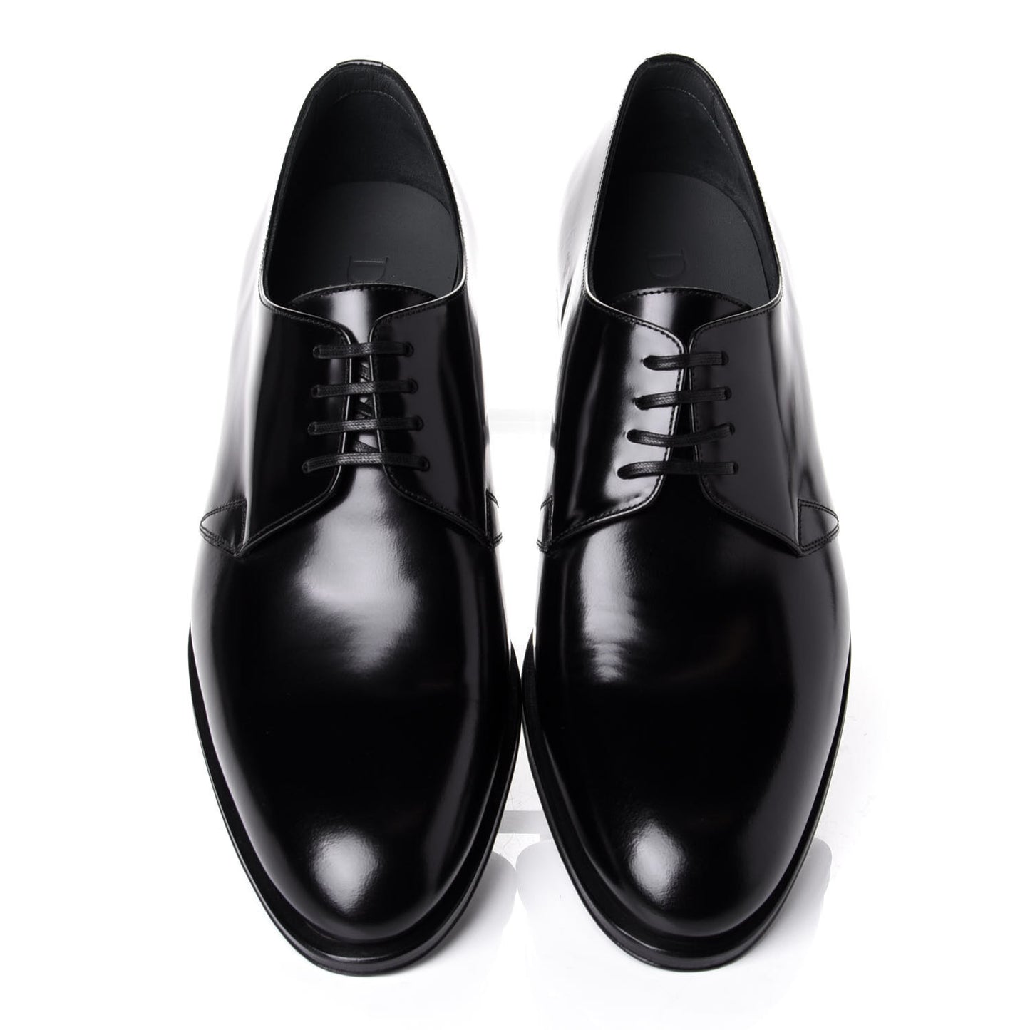 Calfskin Mens Derby Shoes 41 Black