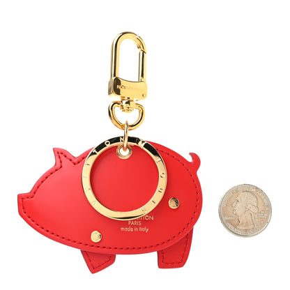 Louis Vuitton Calfskin Monogram Pig Bag Charm Key Holder Rouge 4 of 8