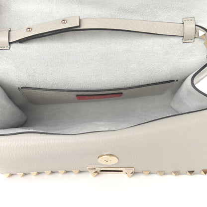 Valentino Garavani Pebbled Calfskin Rockstud Double Flap Crossbody Bag Grey 5 of 9