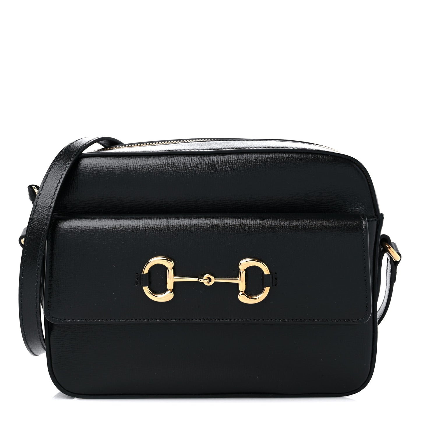 Textured Calfskin Small Horsebit 1955 Shoulder Bag Black