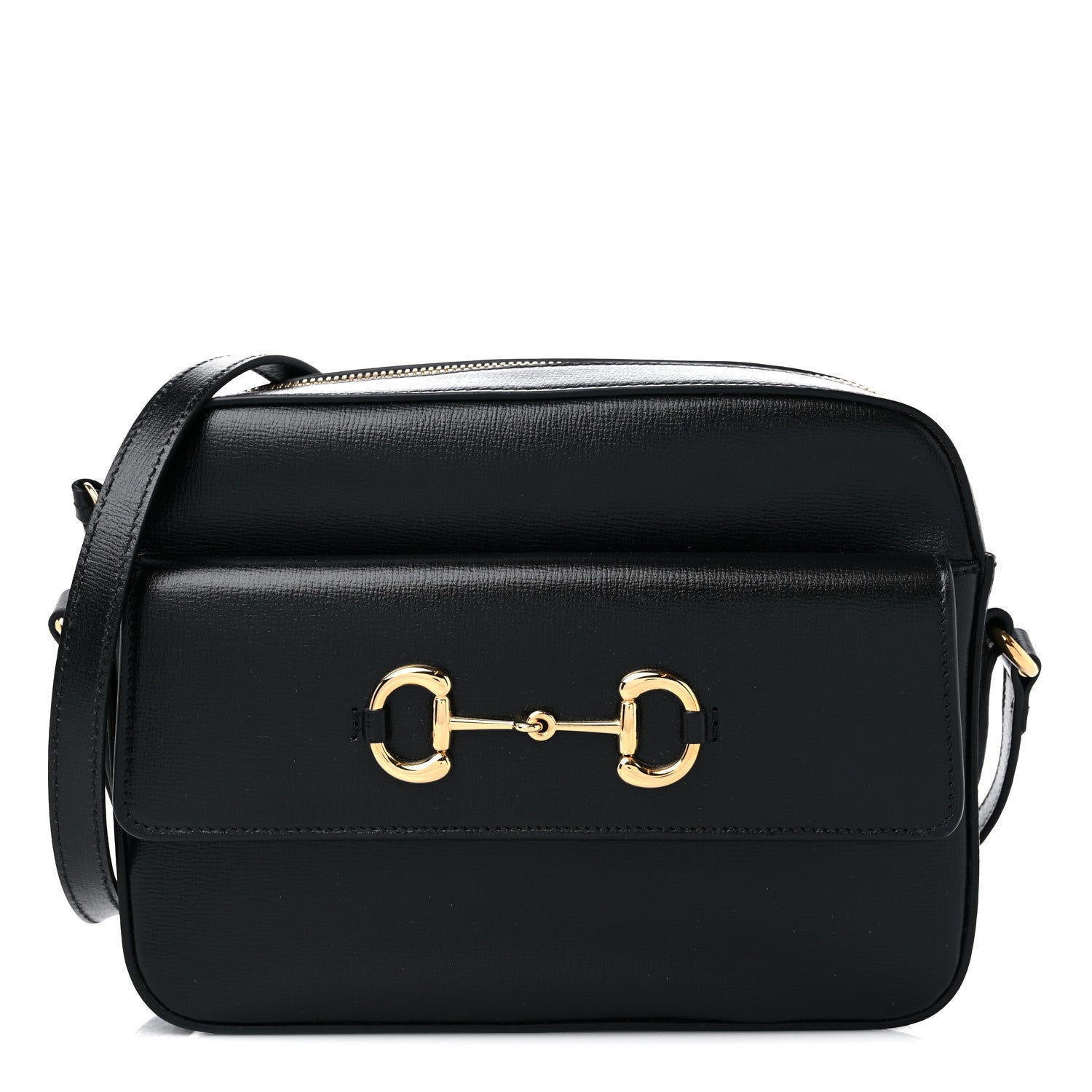 Gucci Textured Calfskin Small Horsebit 1955 Shoulder Bag Black 1 of 8