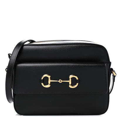 Gucci Textured Calfskin Small Horsebit 1955 Shoulder Bag Black 1 of 8