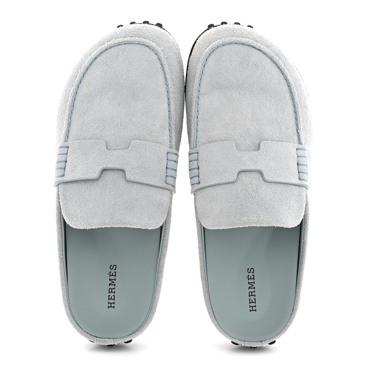 Suede Calfskin Womens Mix Mules 38.5 Bleu