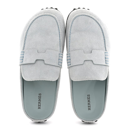 Hermes Suede Calfskin Womens Mix Mules 38.5 Bleu 2 of 10