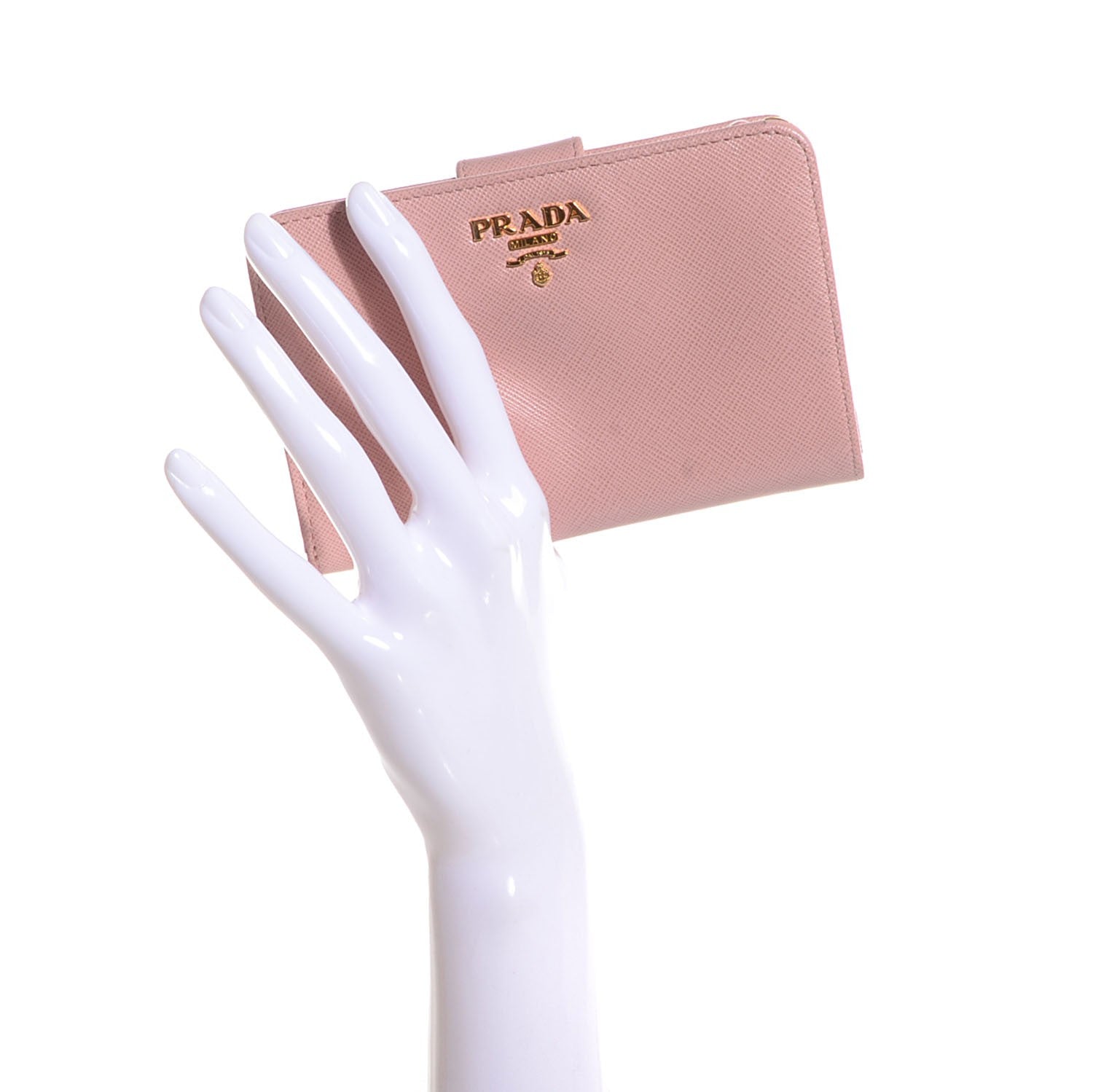 Prada Saffiano Metal Compact Wallet Orchidea 2 of 8