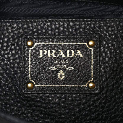 Prada Vitello Daino Side Pocket Tote Black 6 of 10