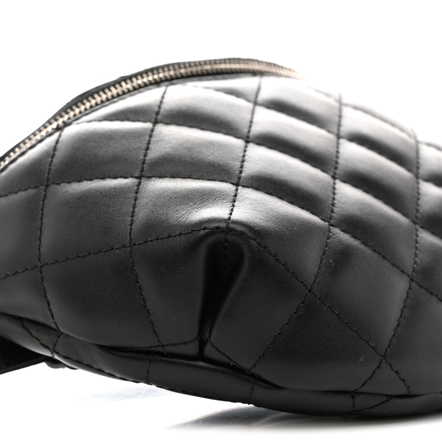 Lambskin Quilted Waist Belt Bag Black