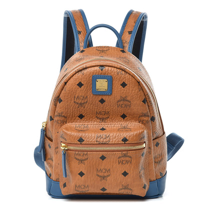 MCM Visetos Mini Stark Backpack Cognac Slate Blue 1 of 10