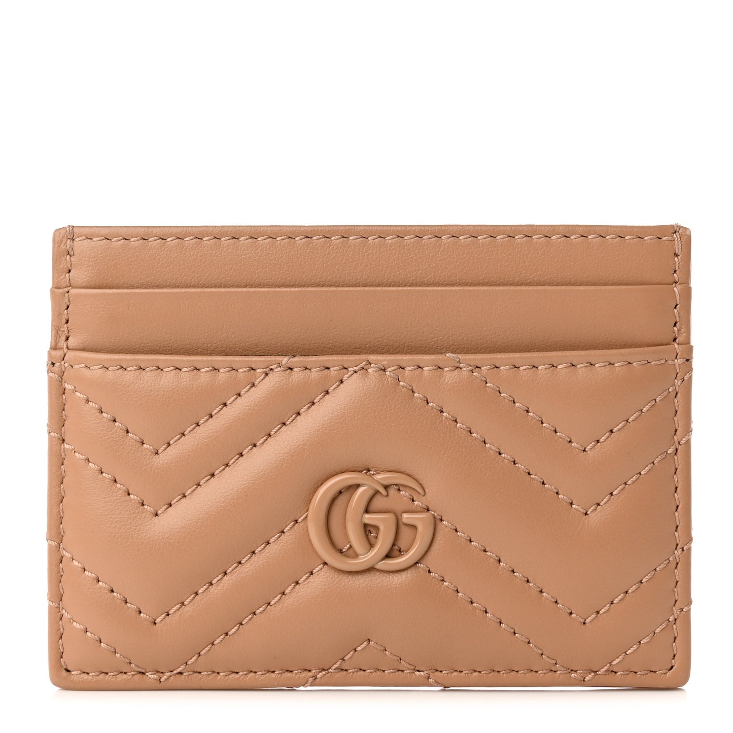 Calfskin Matelasse Monochrome GG Marmont Card Holder Camelia
