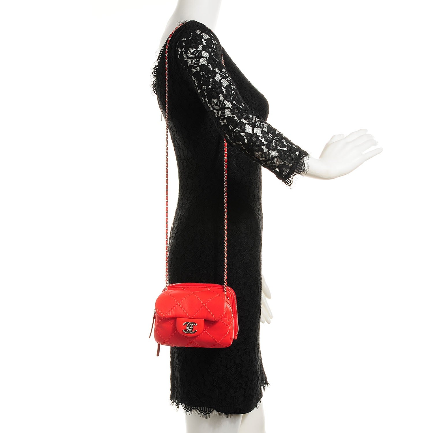 Chanel Calfskin Ultimate Stitch Mini Flap WOC Bag Light Red 2 of 11