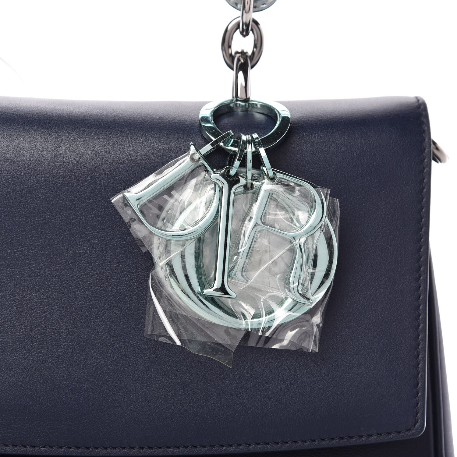 Christian Dior Metallic Patent Smooth Calfskin Small Be Dior Flap Navy Light Blue 9 of 9
