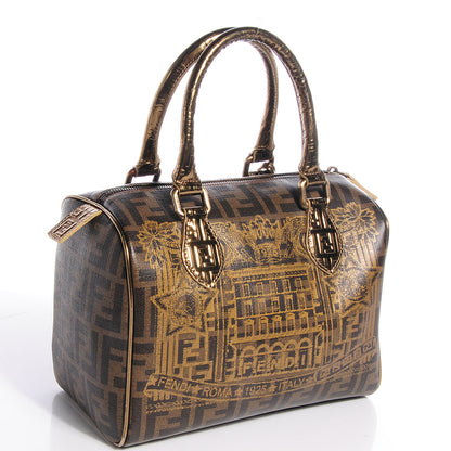 Fendi Zucca Spalmati Palazzo Print Boston Tobacco Gold 3 of 9