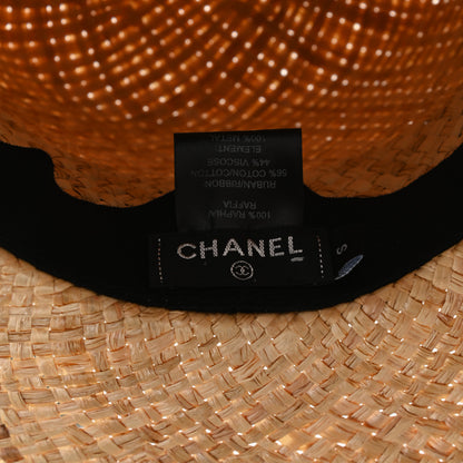 Chanel Raffia Wide Brimmed Hat S Beige Black 8 of 8