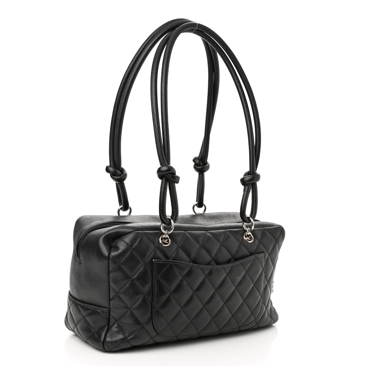 Chanel Calfskin Quilted Large Cambon Bowler Black White 3 of 11