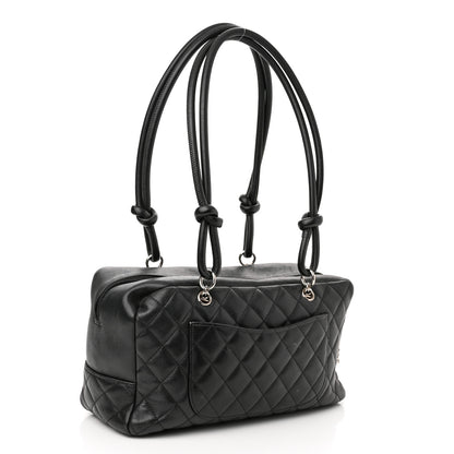 Chanel Calfskin Quilted Large Cambon Bowler Black White 3 of 11