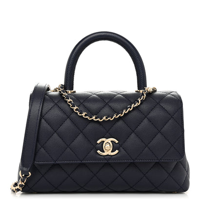 Chanel Caviar Quilted Mini Coco Handle Flap Navy Blue 1 of 10