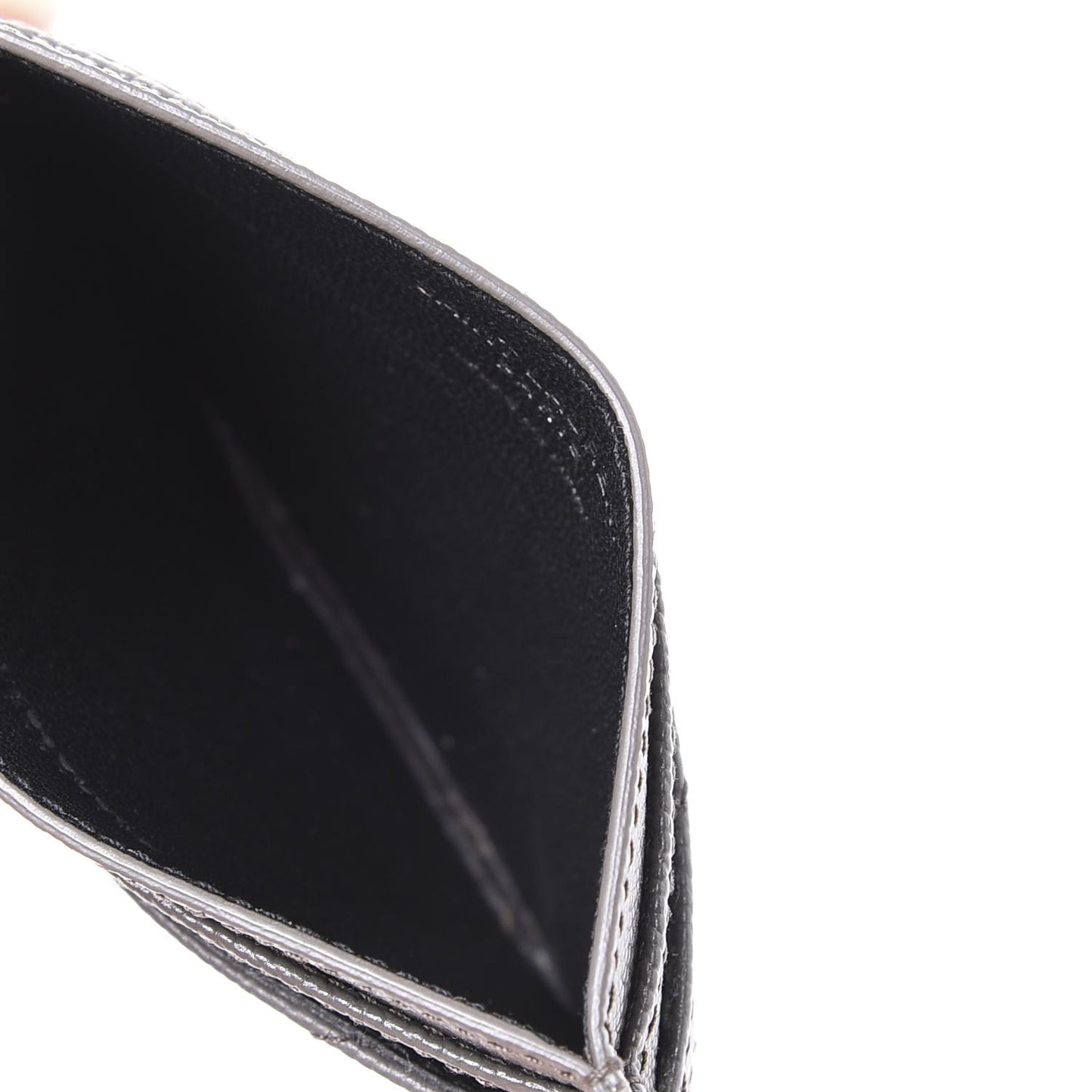 Grain De Poudre Matelasse Chevron Monogram Credit Card Case Coal