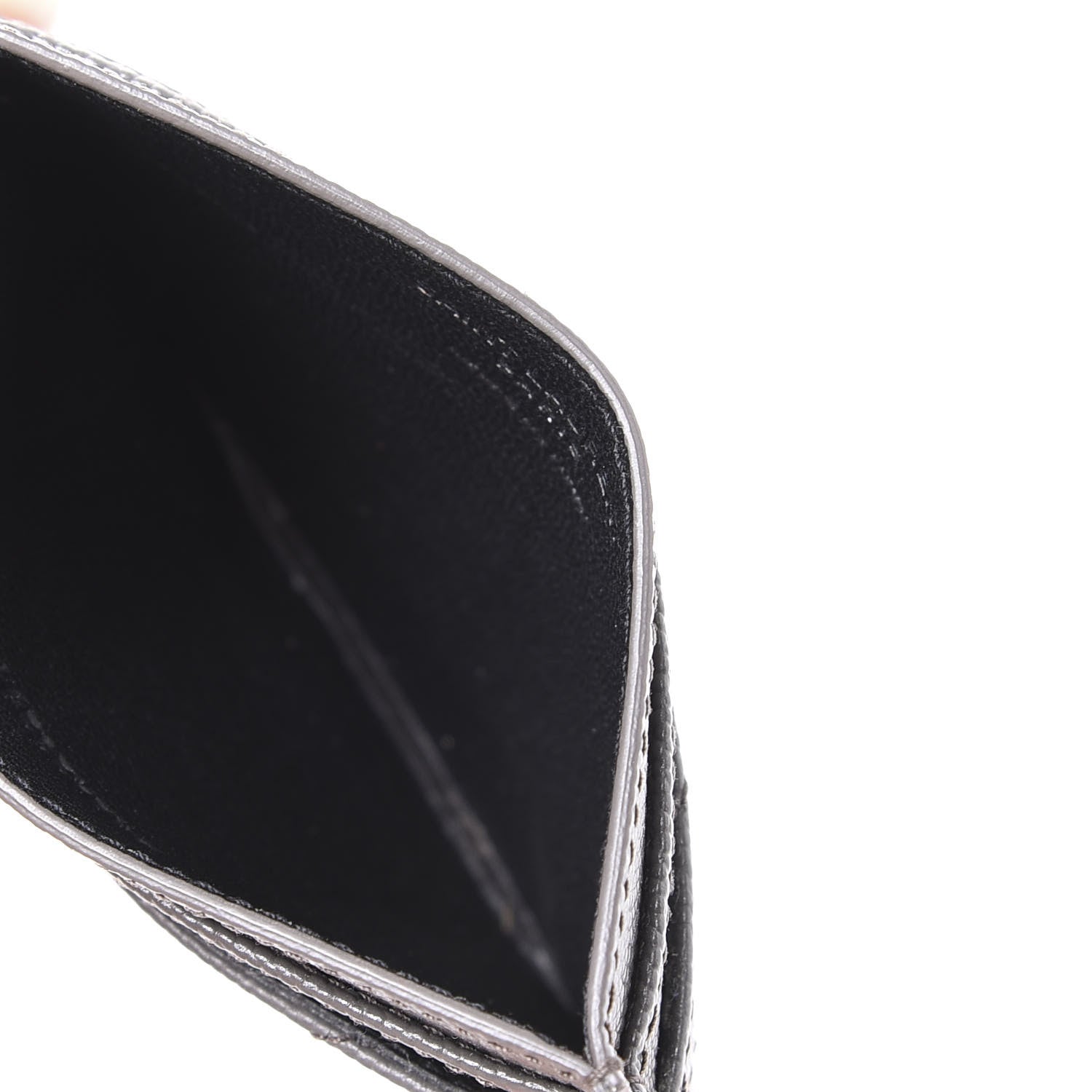 Saint Laurent Grain De Poudre Matelasse Chevron Monogram Credit Card Case Coal 4 of 10