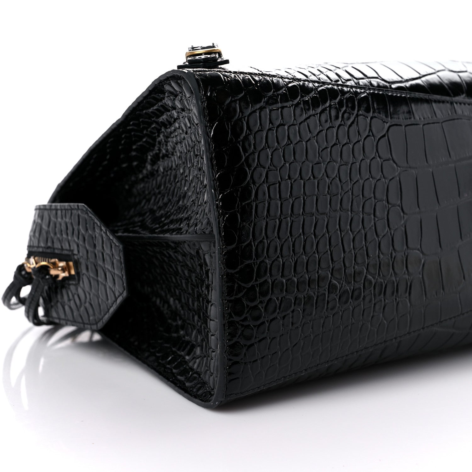 Balenciaga Shiny Supple Calfskin Crocodile Embossed Brass Hardware Neo Classic City Black 7 of 10