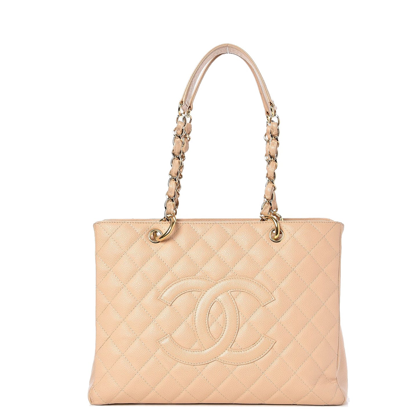 Caviar Quilted Grand Shopping Tote GST Beige Clair