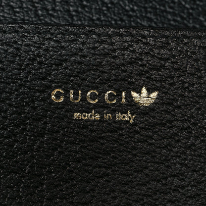Gucci X ADIDAS Textured Dollar Calfskin Trefoil Embossed Wallet On Chain Off White Black 6 of 8