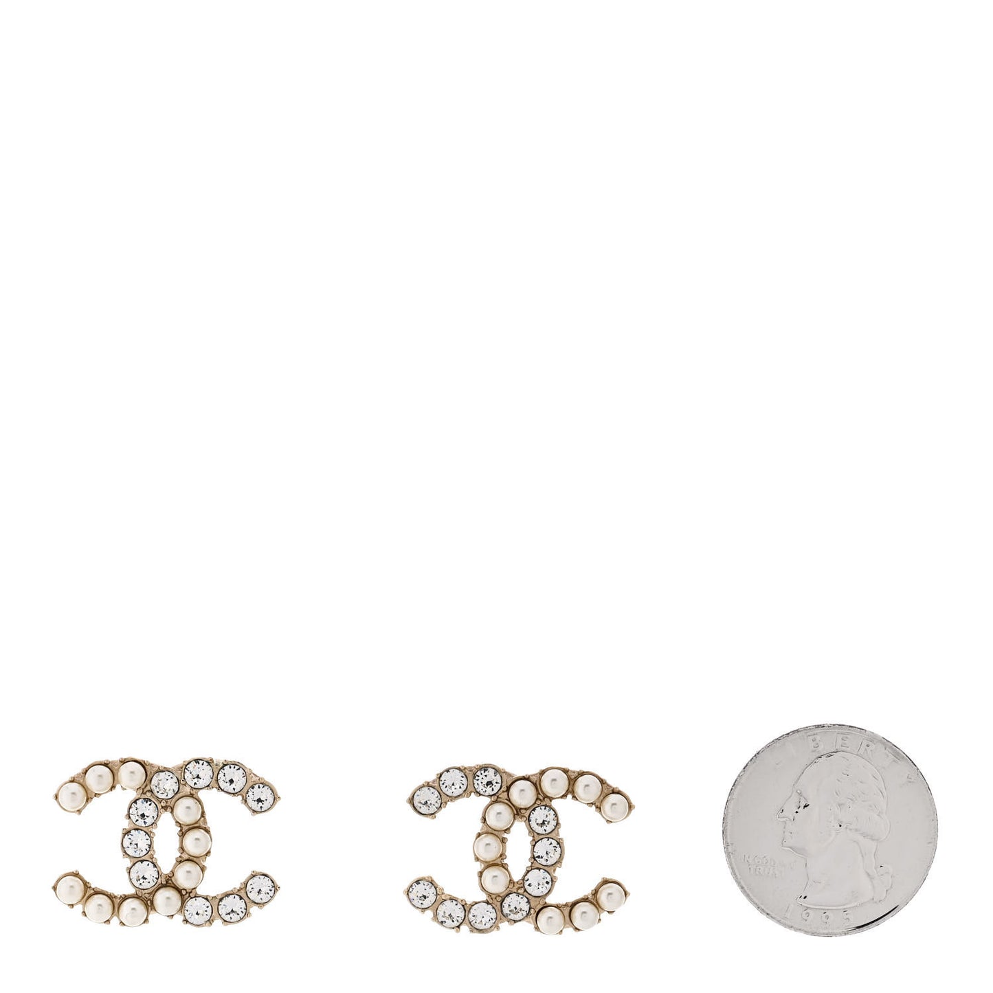 Crystal Pearl CC Dazzling Domino Earrings Gold