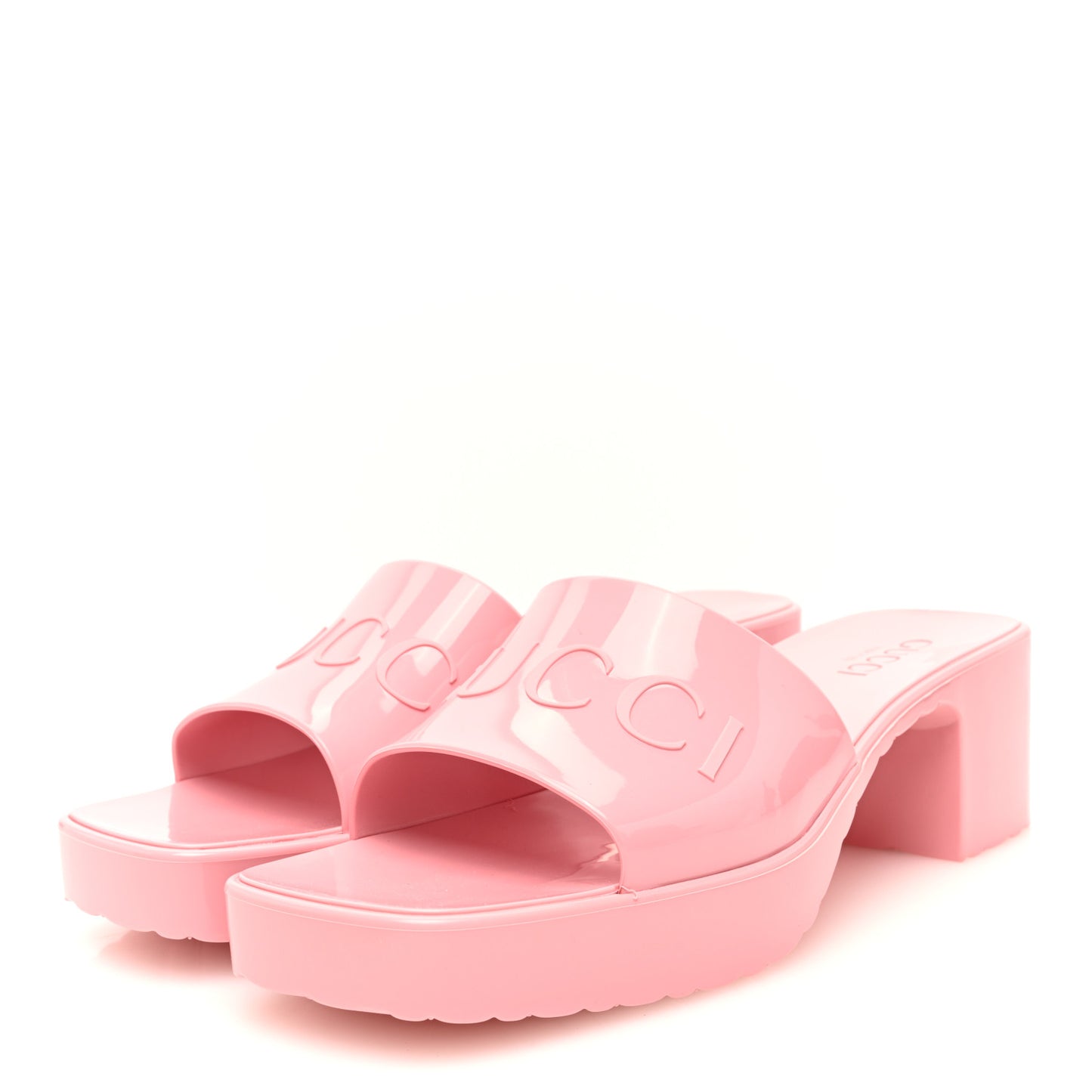 Rubber Gucci Logo Womens Platform 20/60mm Slide Sandals 38 Wild Rose