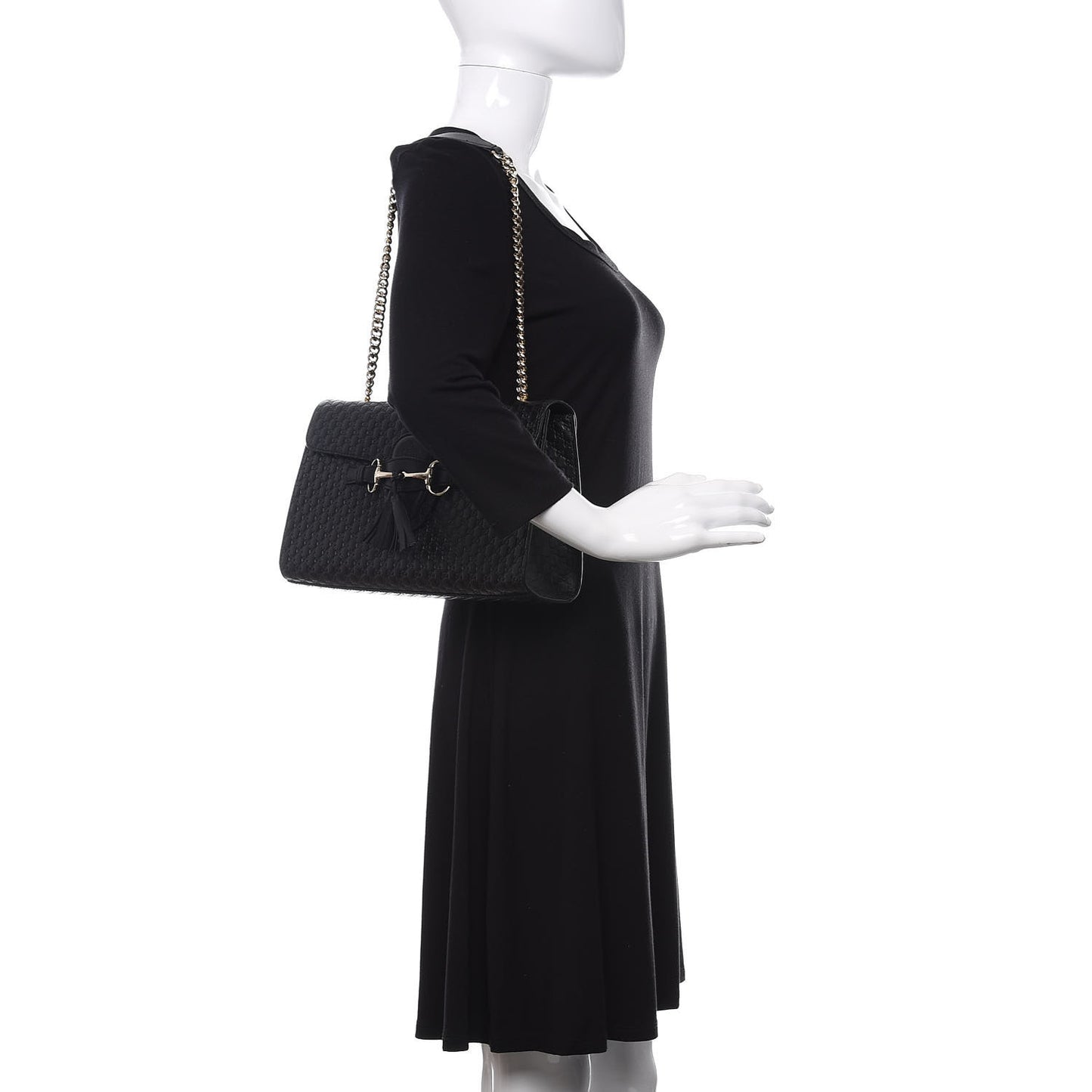Microguccissima Medium Emily Chain Shoulder Bag Black