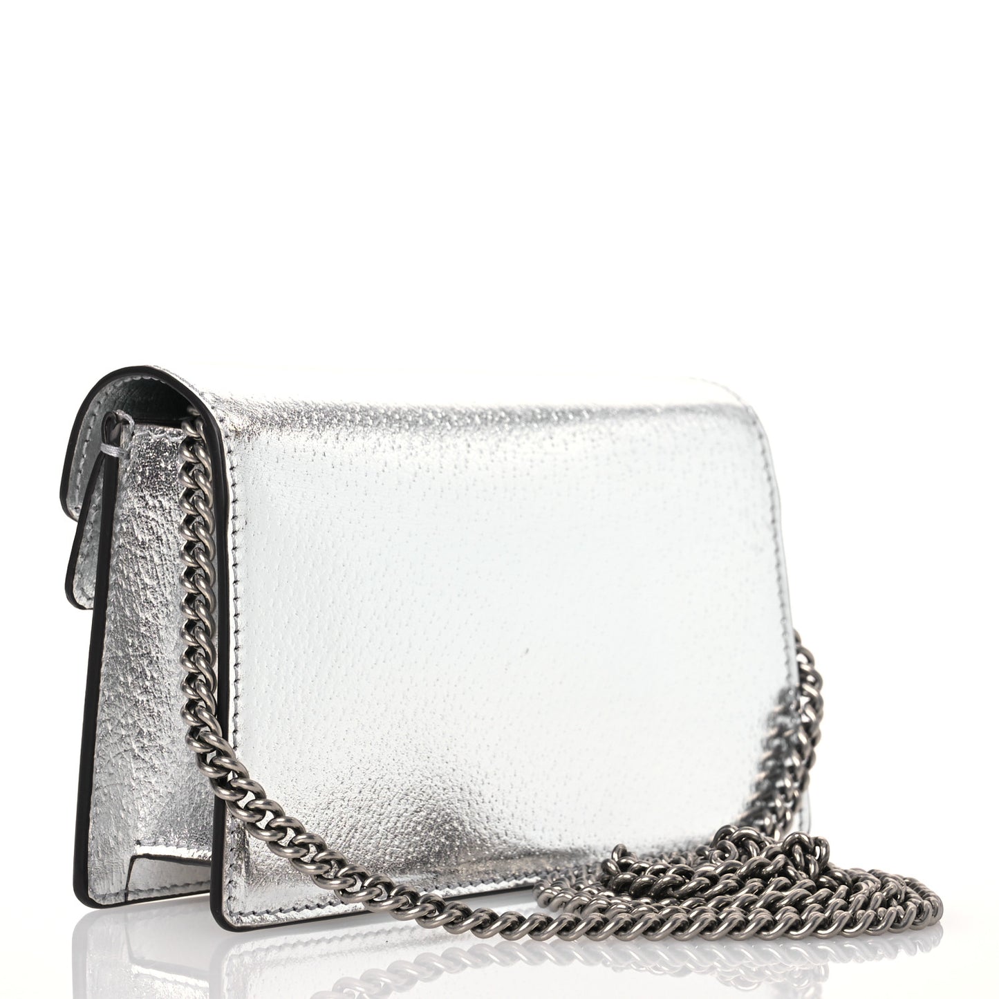 Metallic Calfskin Super Mini Dionysus Shoulder Bag Silver