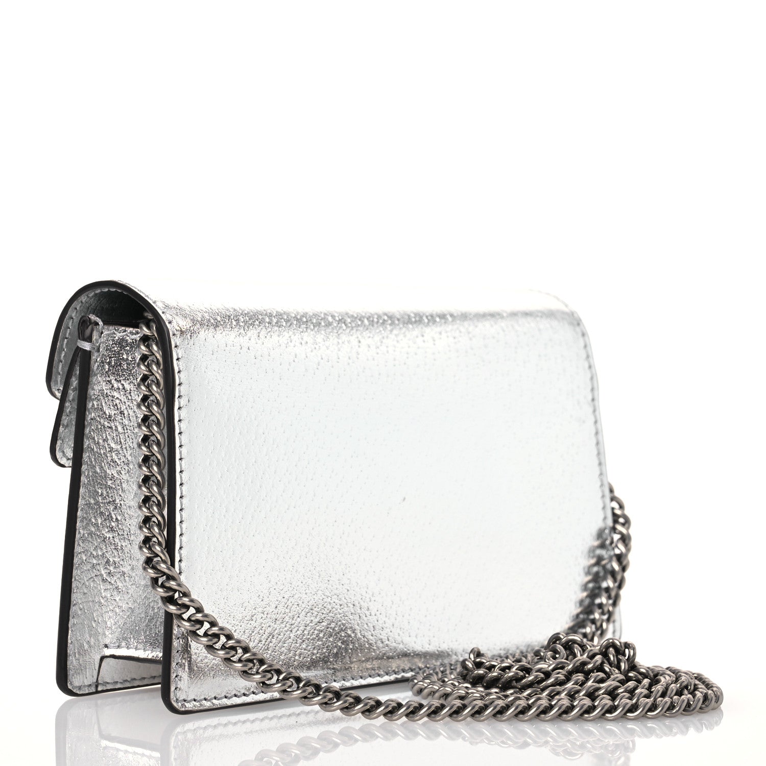Gucci Metallic Calfskin Super Mini Dionysus Shoulder Bag Silver 3 of 10