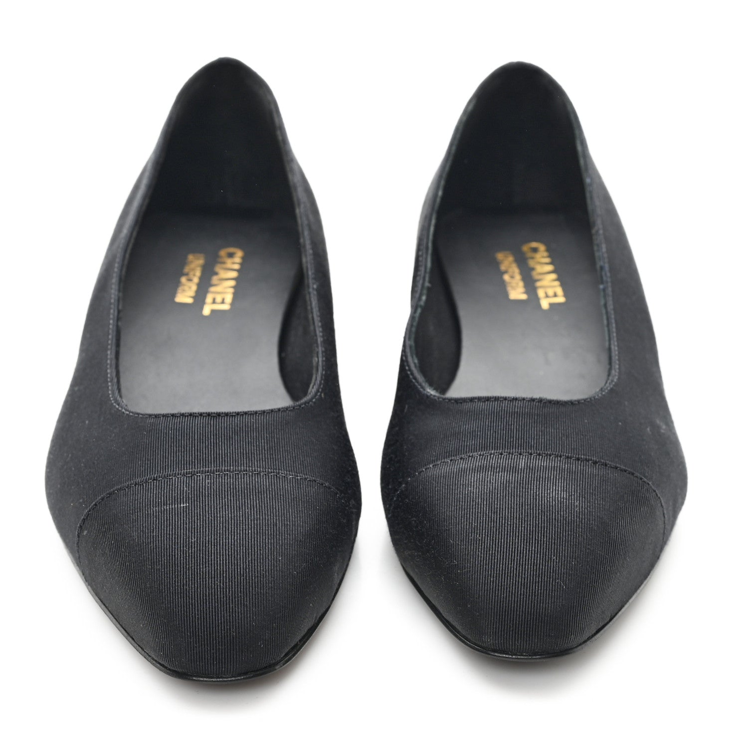 Chanel Grosgrain Cap Toe Uniform Ballerina Flats 38 Black 3 of 10