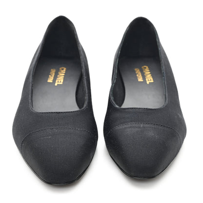 Chanel Grosgrain Cap Toe Uniform Ballerina Flats 38 Black 3 of 10