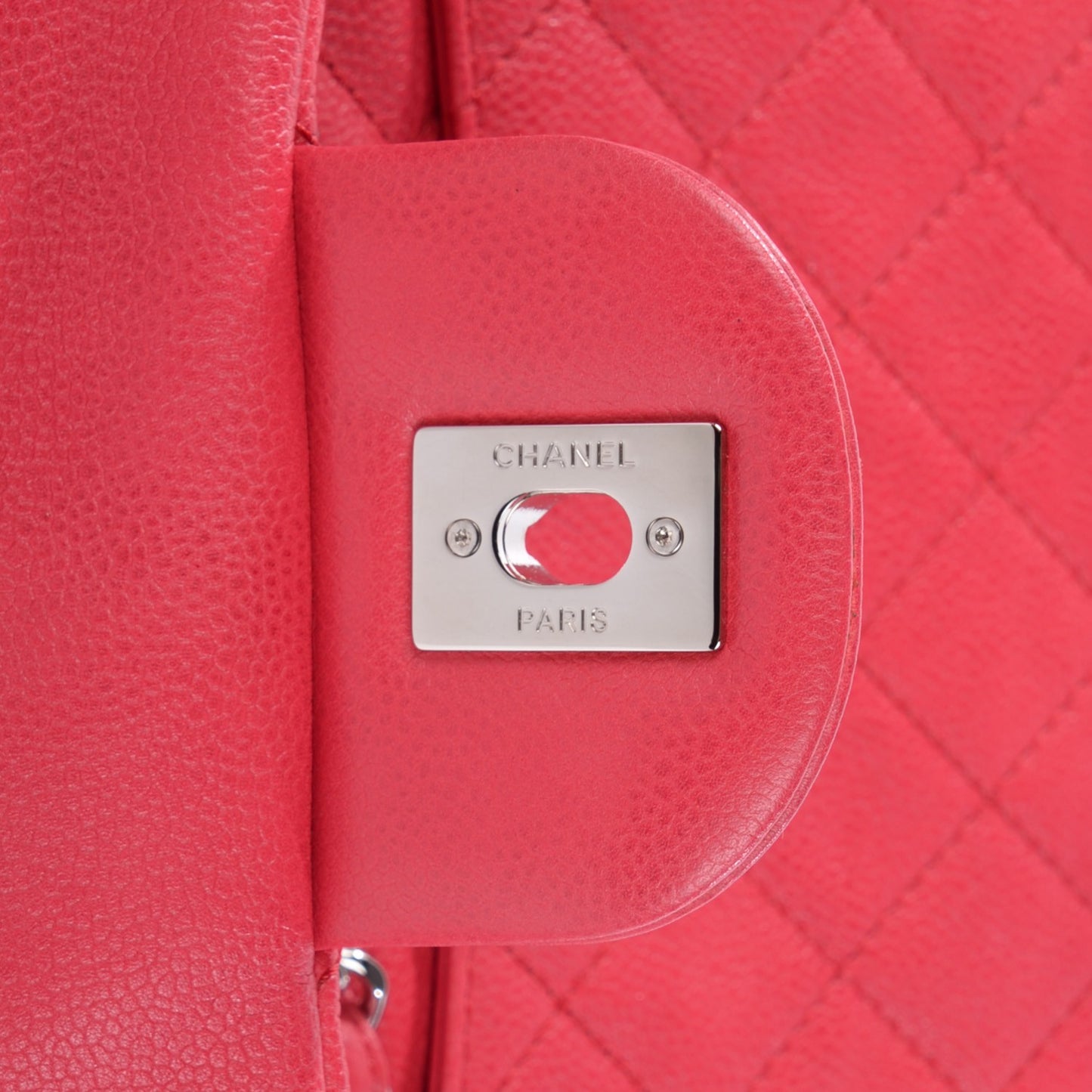 Washed Caviar Quilted Maxi Single Flap Fuchsia