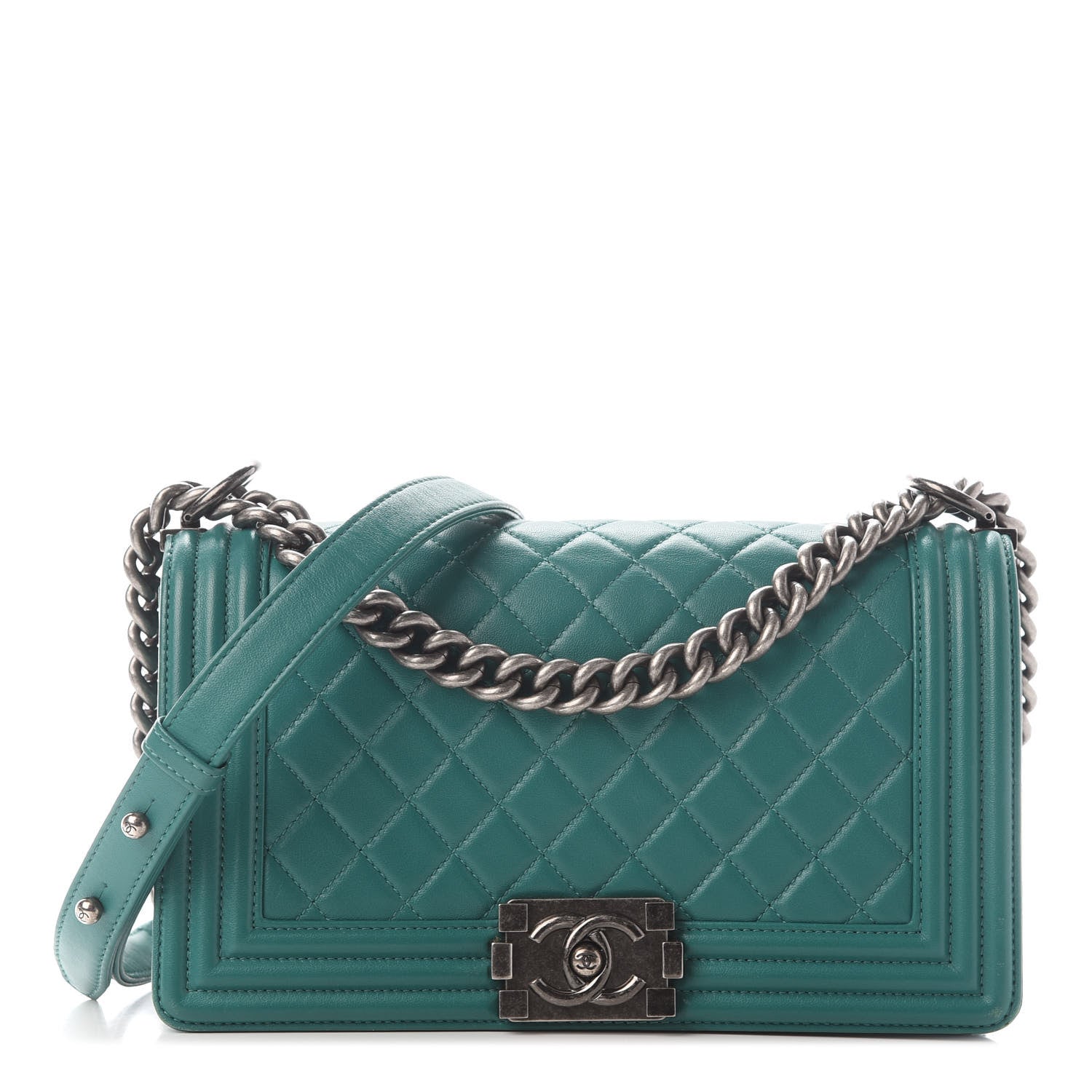 Chanel Lambskin Quilted Medium Boy Flap Green 1 of 9