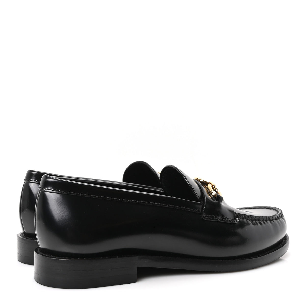 Louis Vuitton Glazed Calfskin Chess Flat Loafers 36.5 Black 5 of 10