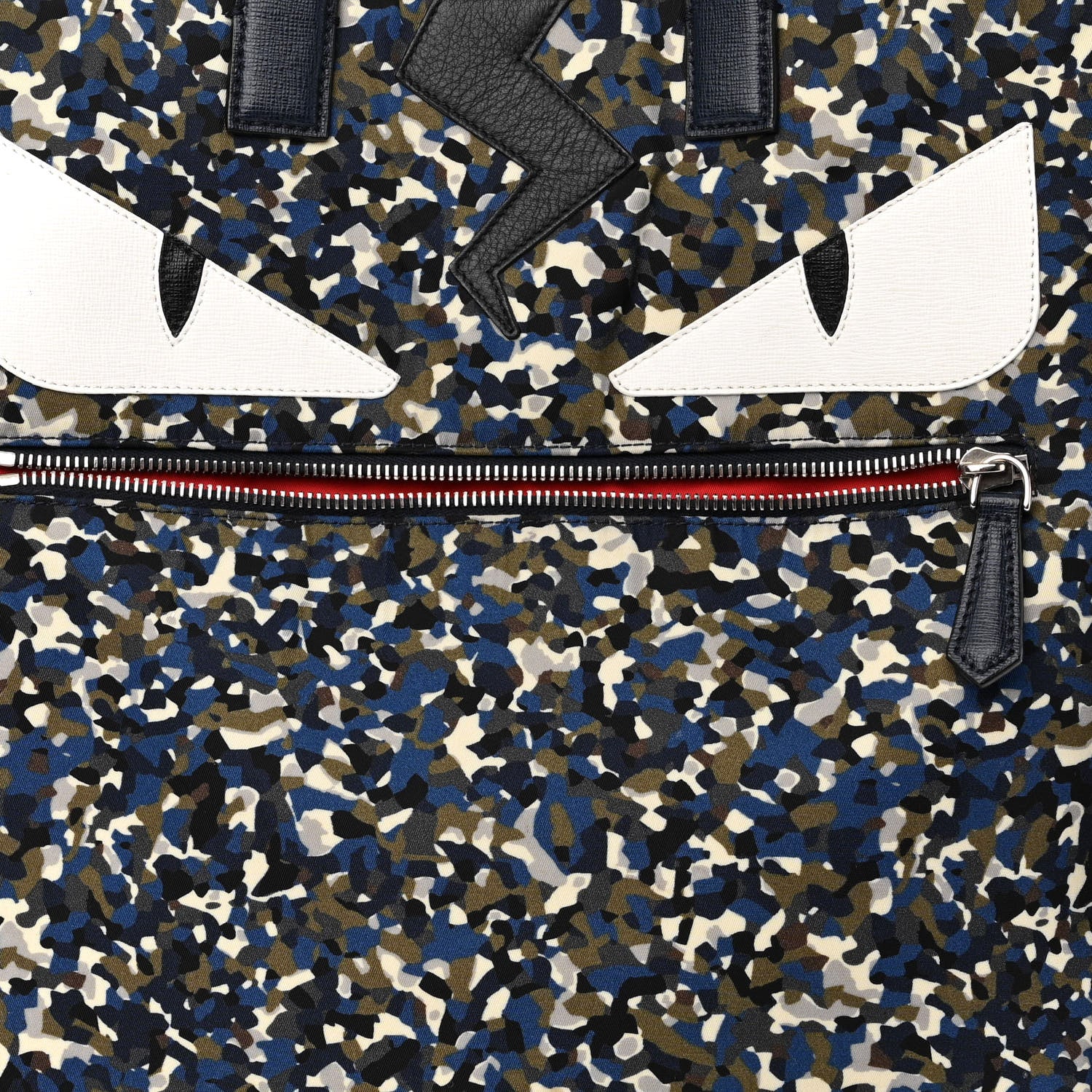 Fendi Nylon Vitello Elite Flamingo Granite Lightning Monster Eyes Vertical Tote Military Lavagna Multicolor 8 of 11