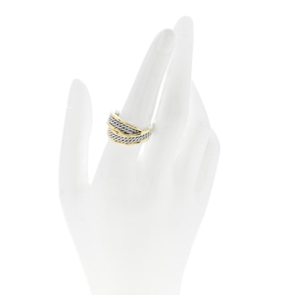 David Yurman Sterling Silver 18K Yellow Gold 13mm Origami Ring 57 8 2 of 5