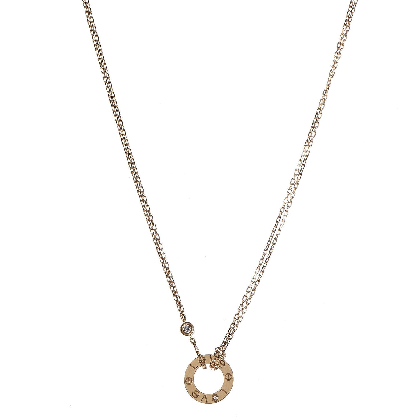 18K Yellow Gold 2 Diamond LOVE Necklace