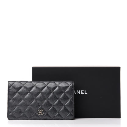 Chanel Metallic Calfskin Quilted Yen Wallet Charcoal 8 of 8