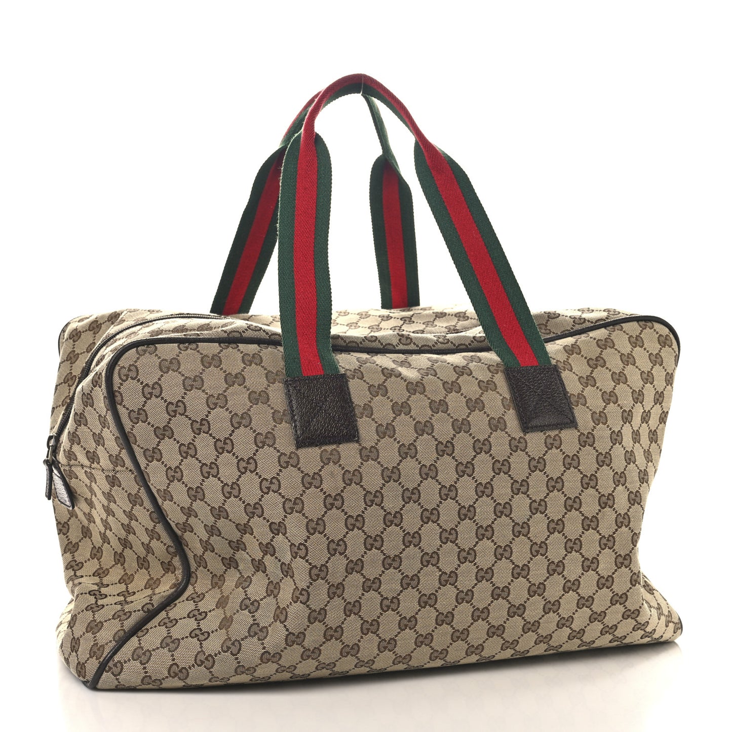 GG Monogram Web Large Collapsible Carry On Duffle Beige Brown