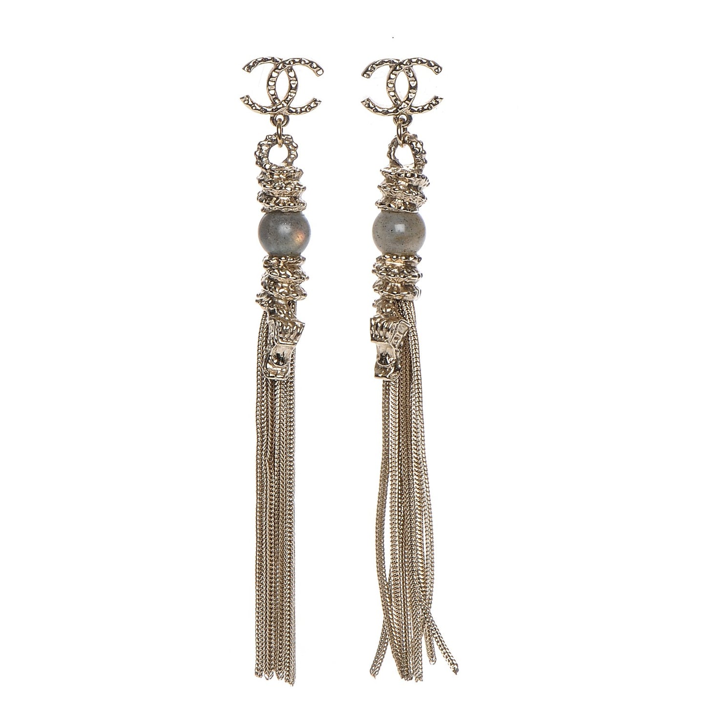 CC Paris Shanghai Chain Tassel Earrings Gold