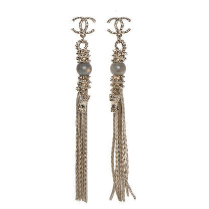 Chanel CC Paris Shanghai Chain Tassel Earrings Gold 1 of 4
