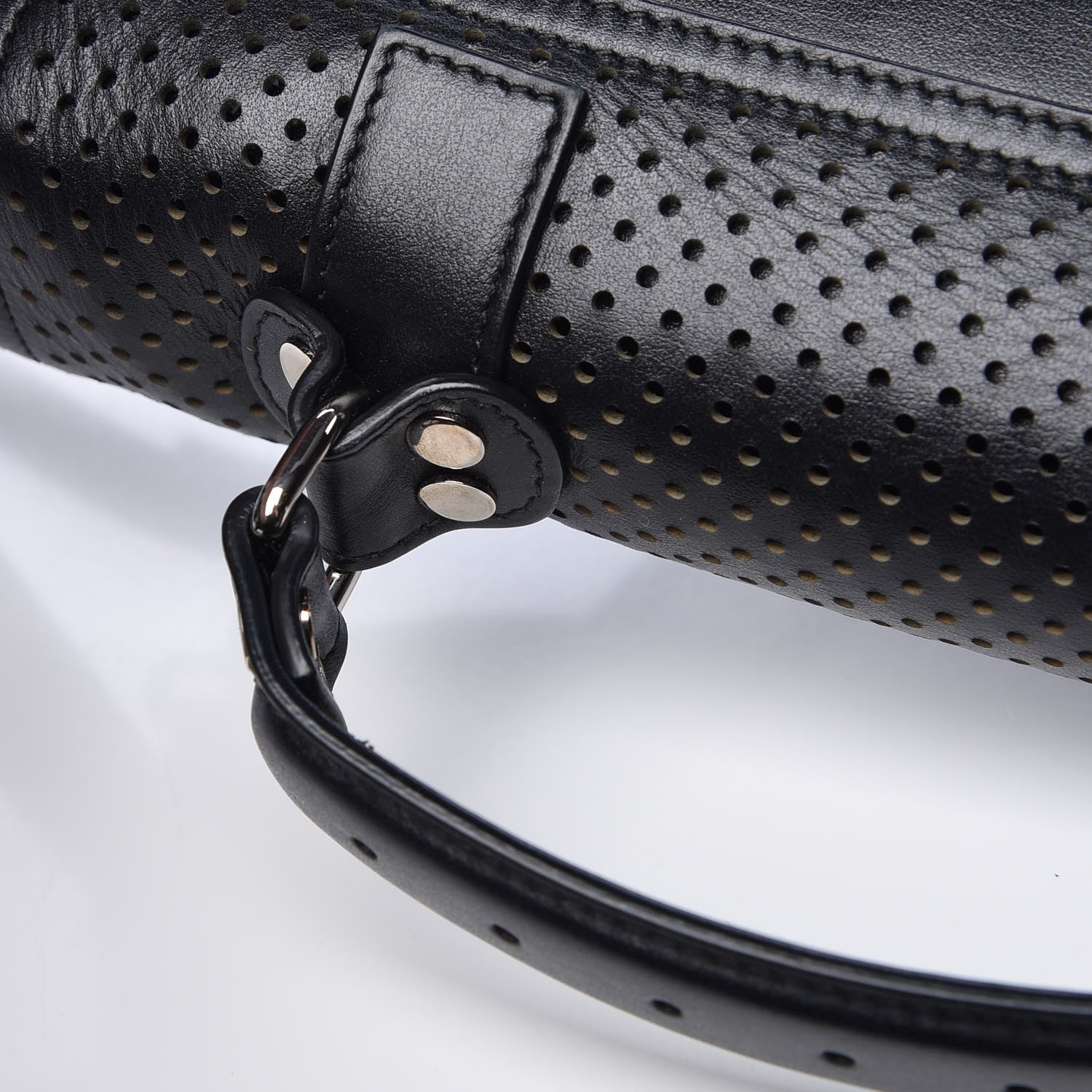 Proenza Schouler Lambskin Perforated Tiny PS1 Satchel Black 7 of 9