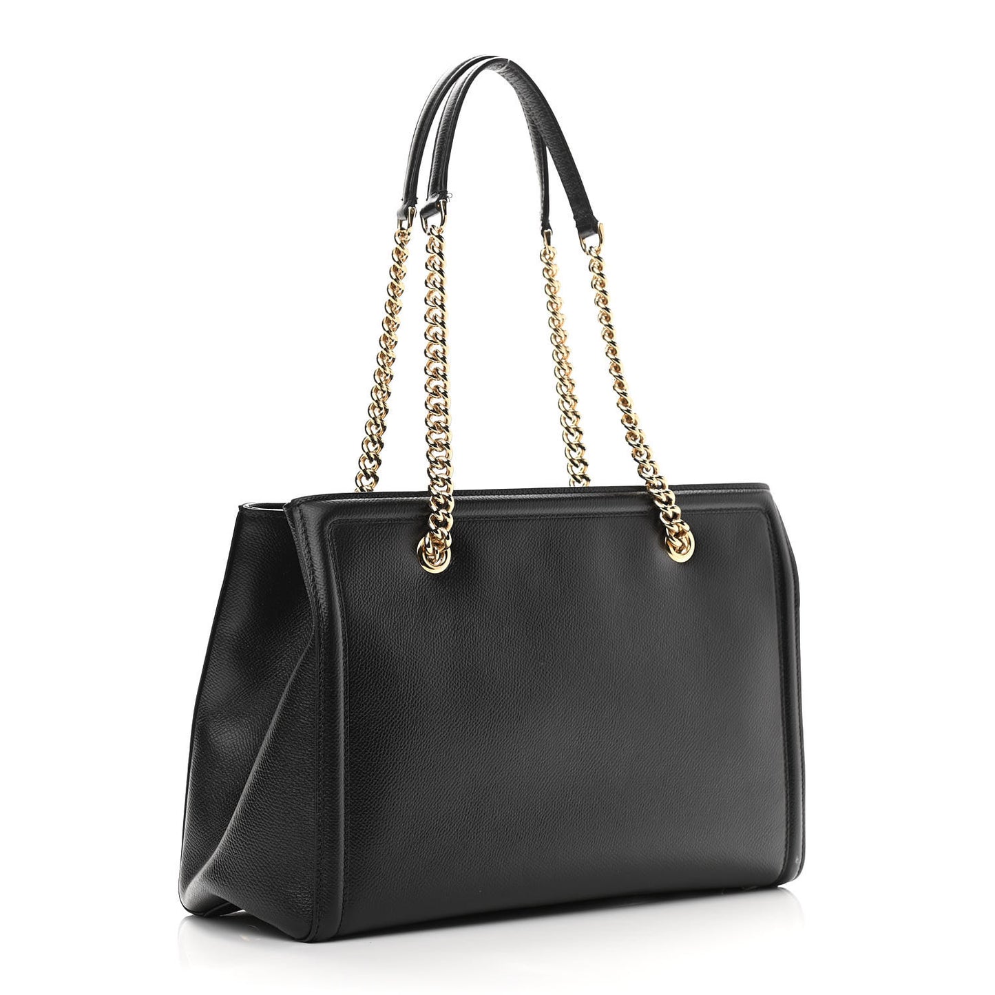Hammered Calfskin Vara Bow Chain Tote Black