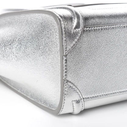 Celine Laminated Lambskin Nano Luggage Silver 10 of 11